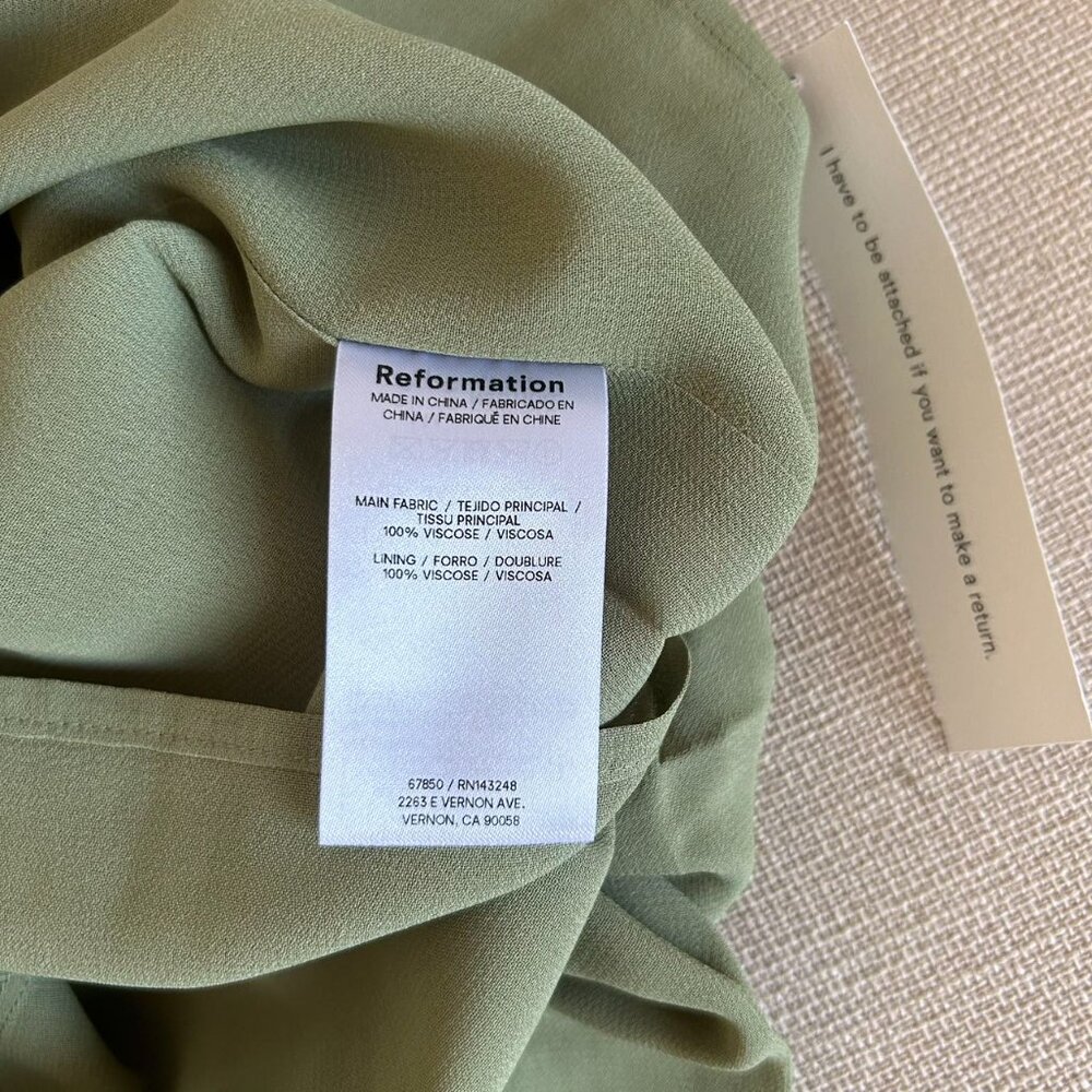 NWT Reformation Tiffie Midi Dress Sz2 Artichoke Green Gold Lace - Picture 9 of 11